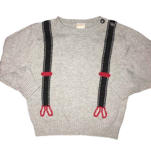 NWT Gymboree Boy Suspender Sweater Pullover Gray Toddler Outlet 2T
