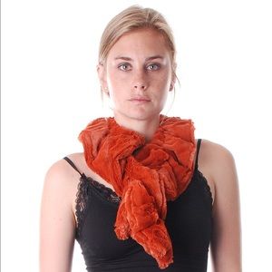 Rust Faux Fur Pull through scarf