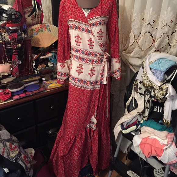 Bohemian Tie belt high slit dress 👗size 6-8 - Picture 2 of 4