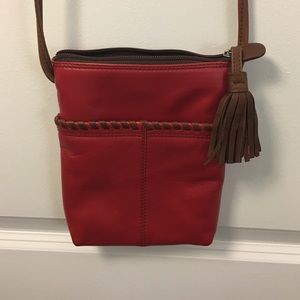 Genuine Red Leather Cross Body Bag