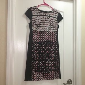 NY&Co Black/Pink/White Geometric Pattern Dress