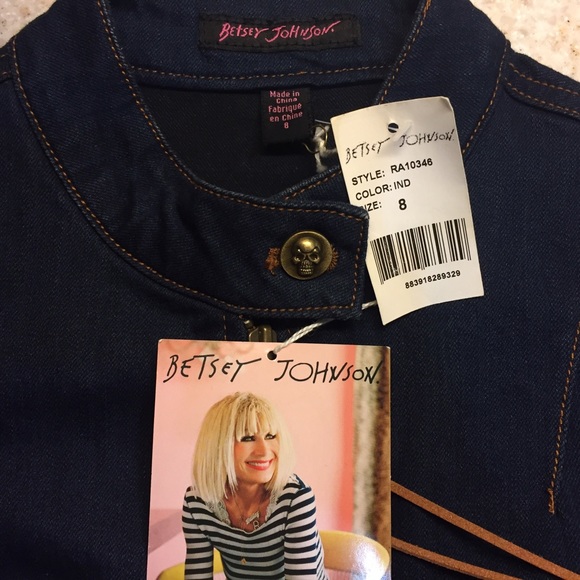 BETSEY JOHNSON Corset Skull Jean Jacket Sz 8 - Picture 4 of 4