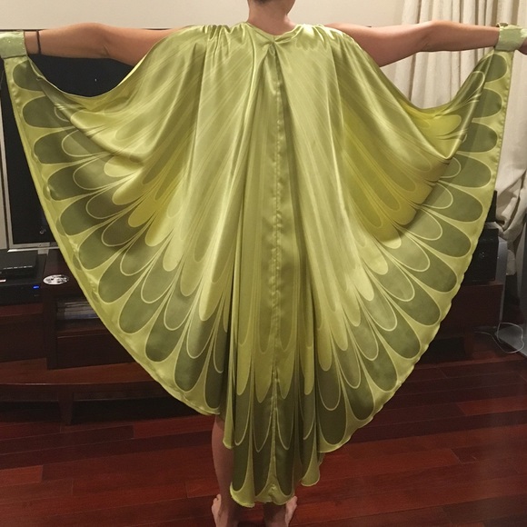 Green silk and satin cape