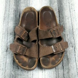 Brown suede birkenstock
