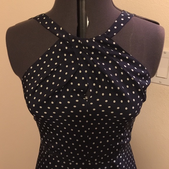 J Crew navy with white polka dot Halter dress - Picture 4 of 4