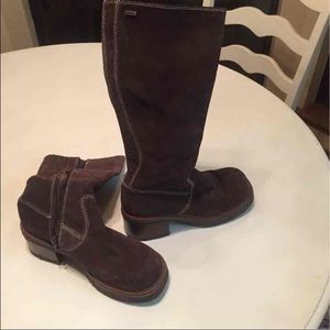 Frye leather suede tall rebel boots brown 8