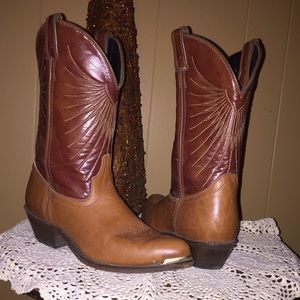 Laredo Harding Bottes western en cuir ciré à bout rond pour homme, Gris, 7