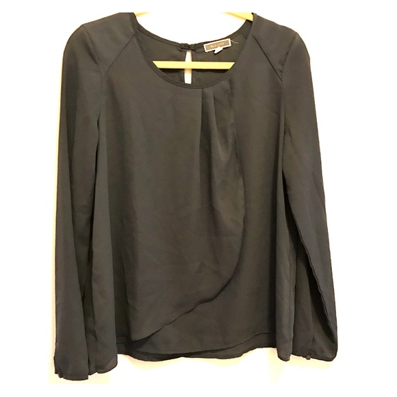 Pleione Gray Drape Front Blouse