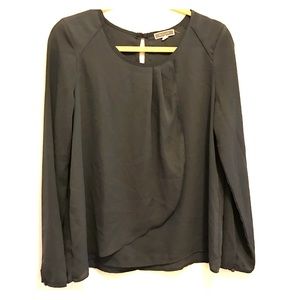 Pleione Gray Drape Front Blouse