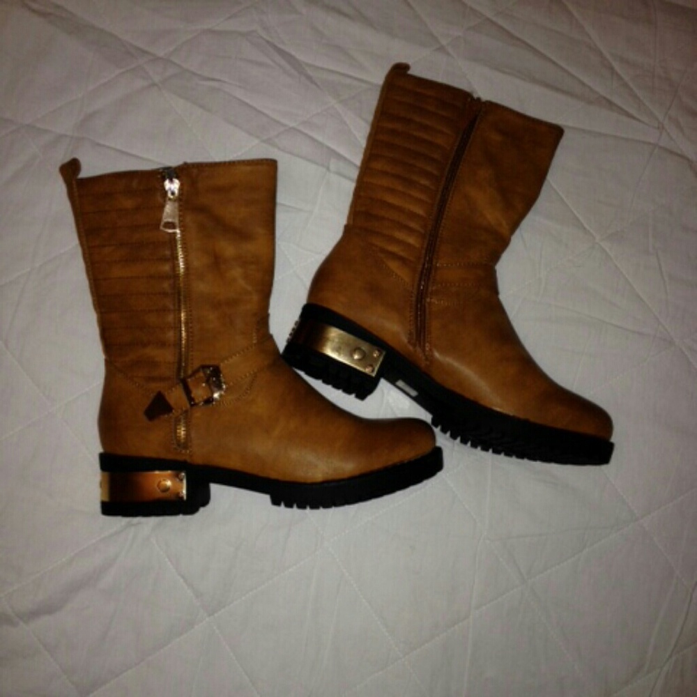 Brown Faux Leather Boots - Picture 2 of 4
