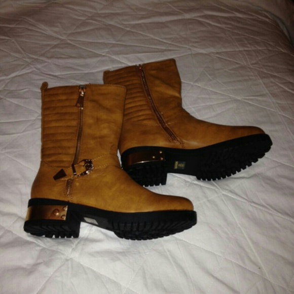 Brown Faux Leather Boots - Picture 3 of 4