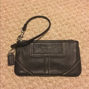 Coach Black Leather Wristlet
