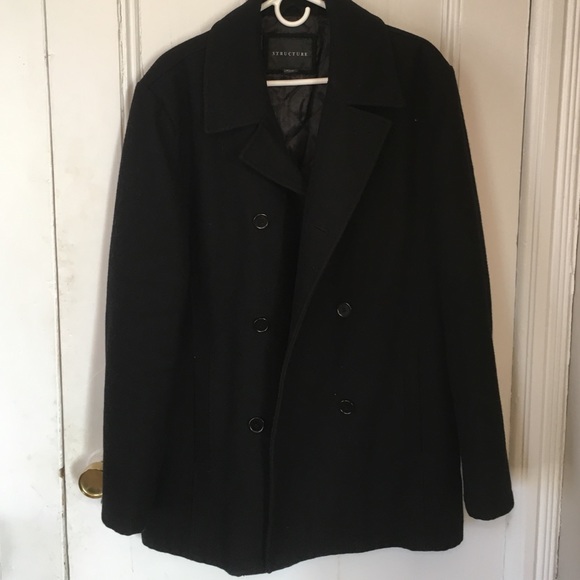 Men's structure pea coat double breast XL