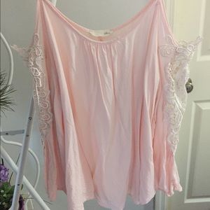 Pink off-shoulder floral top