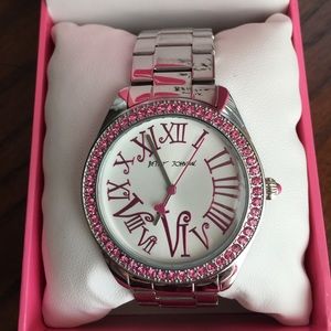 Betsey Johnson Watch with pink rhinestones