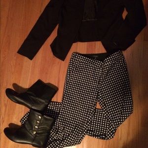 Black and white checkered trousers