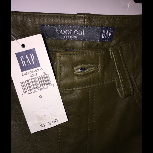 GAP Leather Boot Cut Olive Green Pants