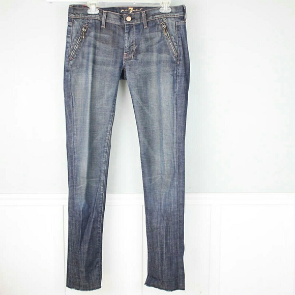 7 For All Mankind straight leg jeans zip pockets