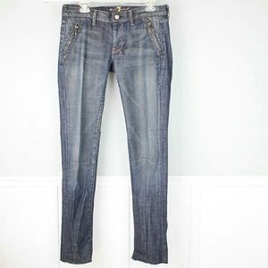 7 For All Mankind straight leg jeans zip pockets