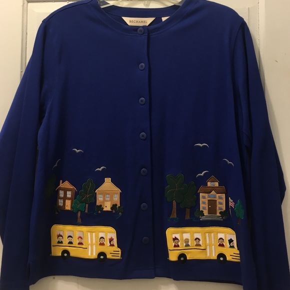 Womens sz M Bechamel button front LS top teachers