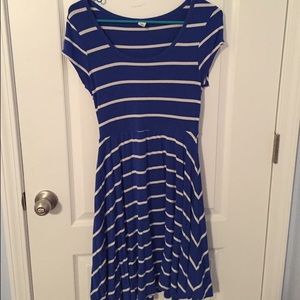 Blue and white striped dress