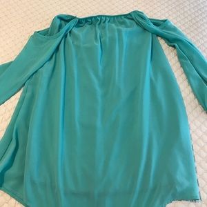 Turquoise off-shoulder dress