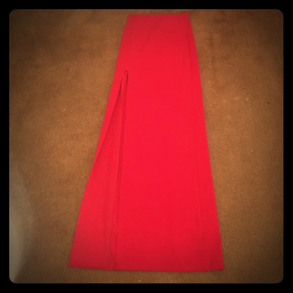 Red Bodycon Holiday Skirt w/ Slit