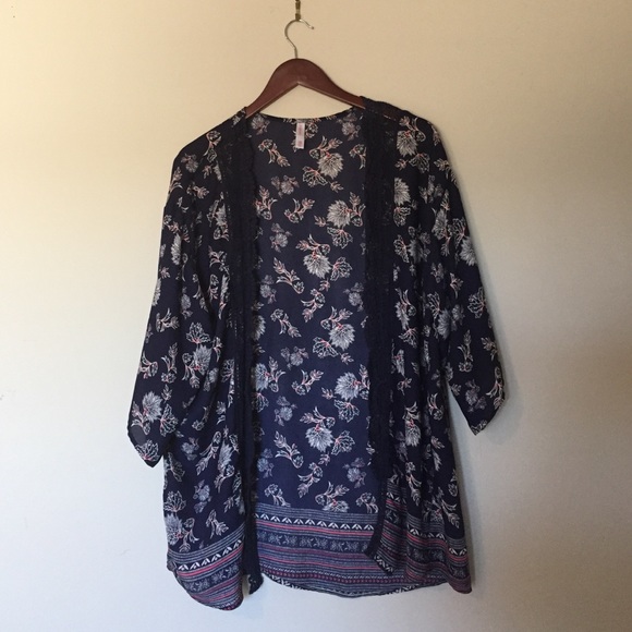 Sheer floral boho cardigan