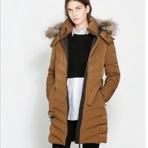 Zara caramel parka jacket