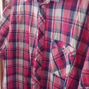 Men's Divided Cotton Plaid Short Sleeve Sz XL
