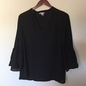 Bell sleeve sheer black H&M blouse