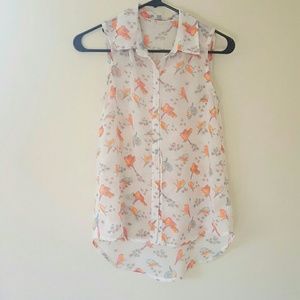 Button down hi-low top