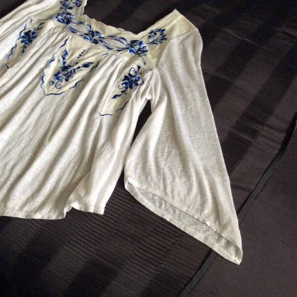Free People Silk embroidered boho top - Picture 3 of 4