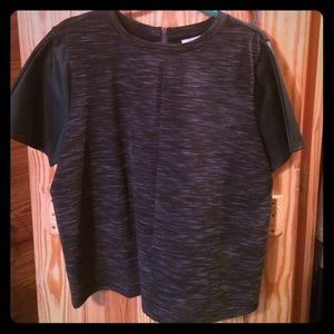 LOFT Black Shirt with Leather Sleeves