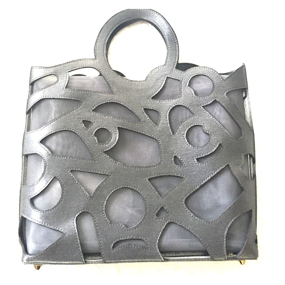 Gray Leather Tote - Picture 1 of 3