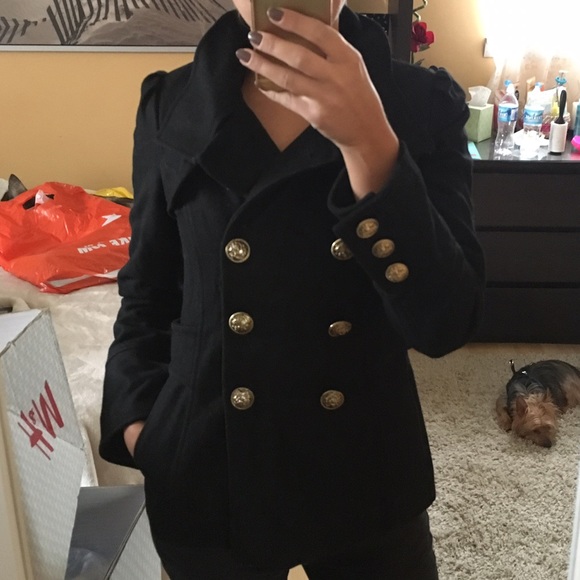 guess double breasted peacoat