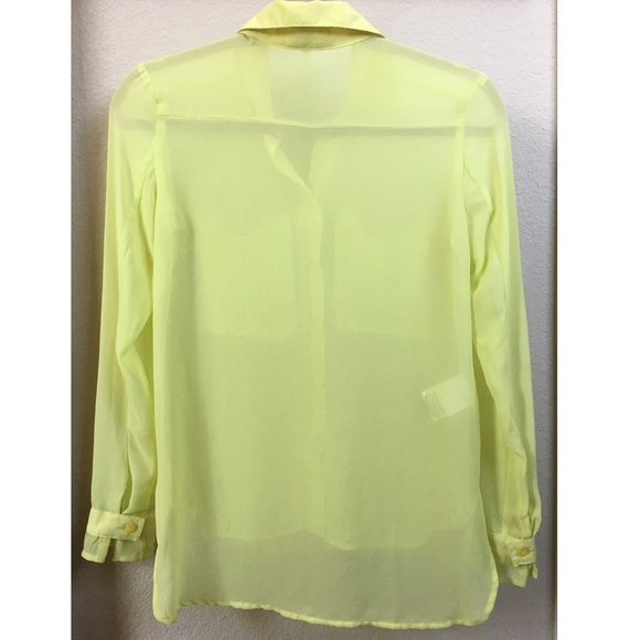 BCBG Generation Lime Green Chiffon Button Down XXS - Picture 3 of 4