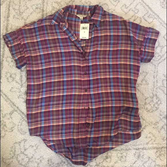 NWT Lucky Brand Short Sleeve Purple Button Down S - Picture 2 of 4