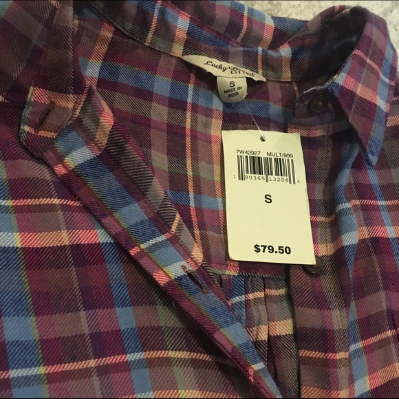 NWT Lucky Brand Short Sleeve Purple Button Down S - Picture 3 of 4