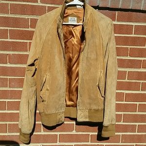 Leather suede bomber jacket