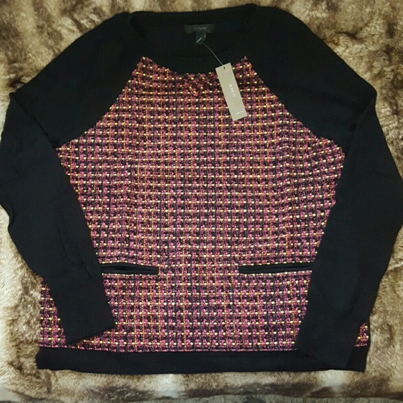 NWT J.Crew Tweed-front Merino Sweater - Picture 4 of 4