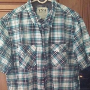 Men's TNH Sz Large Cotton Stripped Casual Shit