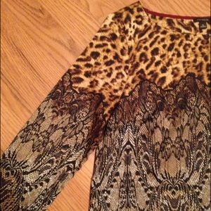 🐯Leopard & lace print top