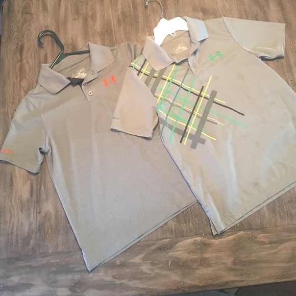 2, Boys size medium, golf under armor, Polo style.