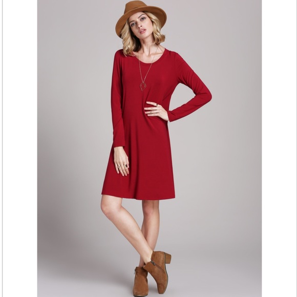 🎉LAST 1 🎉 NWT Red L/S Tunic/Dress with Back Seam - Picture 2 of 4