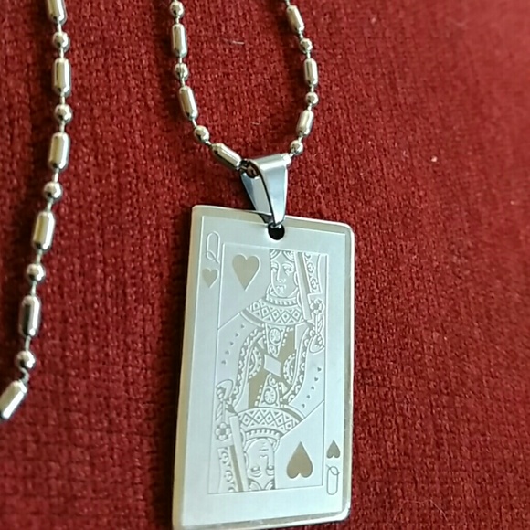 SOLDMen's Stainless Steel Queen of Hearts NECKlace