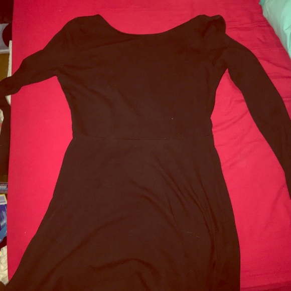 Black long sleeve fit and flare dress