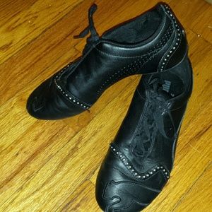 Black Pumas with rhinestones