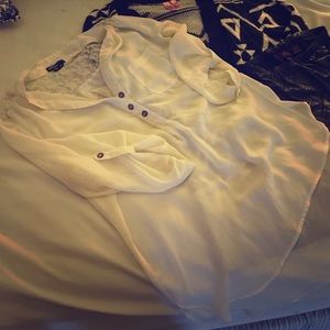 Takara, ivory sheer blouse