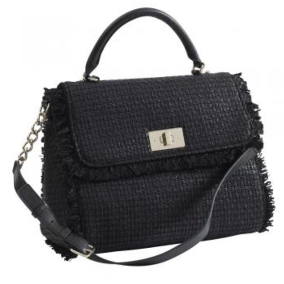 kate spade Handbags - Kate Spade Black Frayed Woven Satchel, NWT